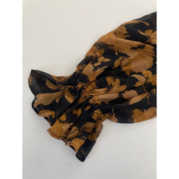 Long Sleeve Sheer Maxi Dress -A New Day - XXL New Black/Brown Floral - Picture 6 of 10